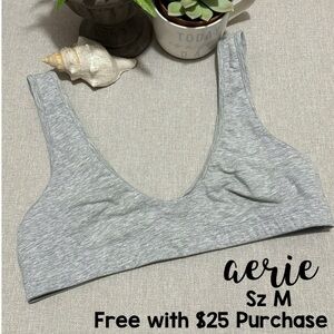Free With $25 Purchase aerie Brand Bra-Sz M-Gray-Cotton Blend-Popover Style
